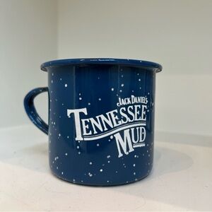 Jack Daniels Tennessee Whiskey Blue Enamel Mug with White Speckles